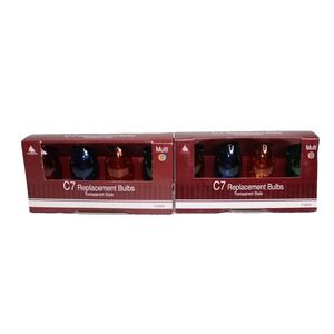 VTG Holiday C7 Replacement Bulbs, 8 Count, Multicolor Transparent NIB